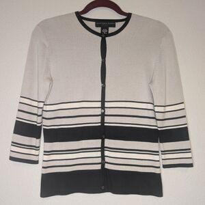Geoffrey Beene Sport Cotton Silk Blend Striped Cardigan Women's Size Small